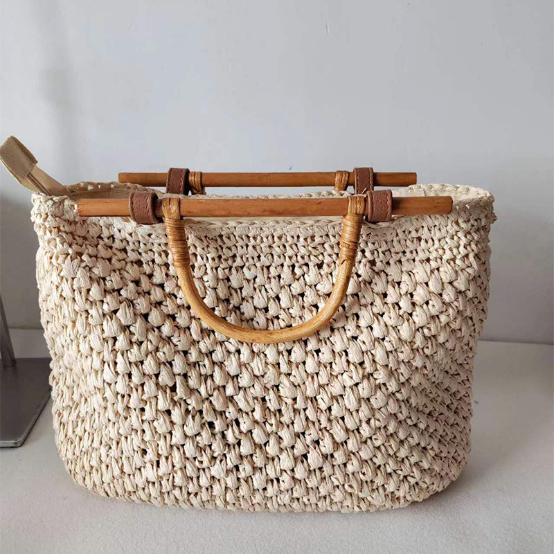 Torba ze słomy z drewnianą rąc – Women Bags Handmade recenzja i cena